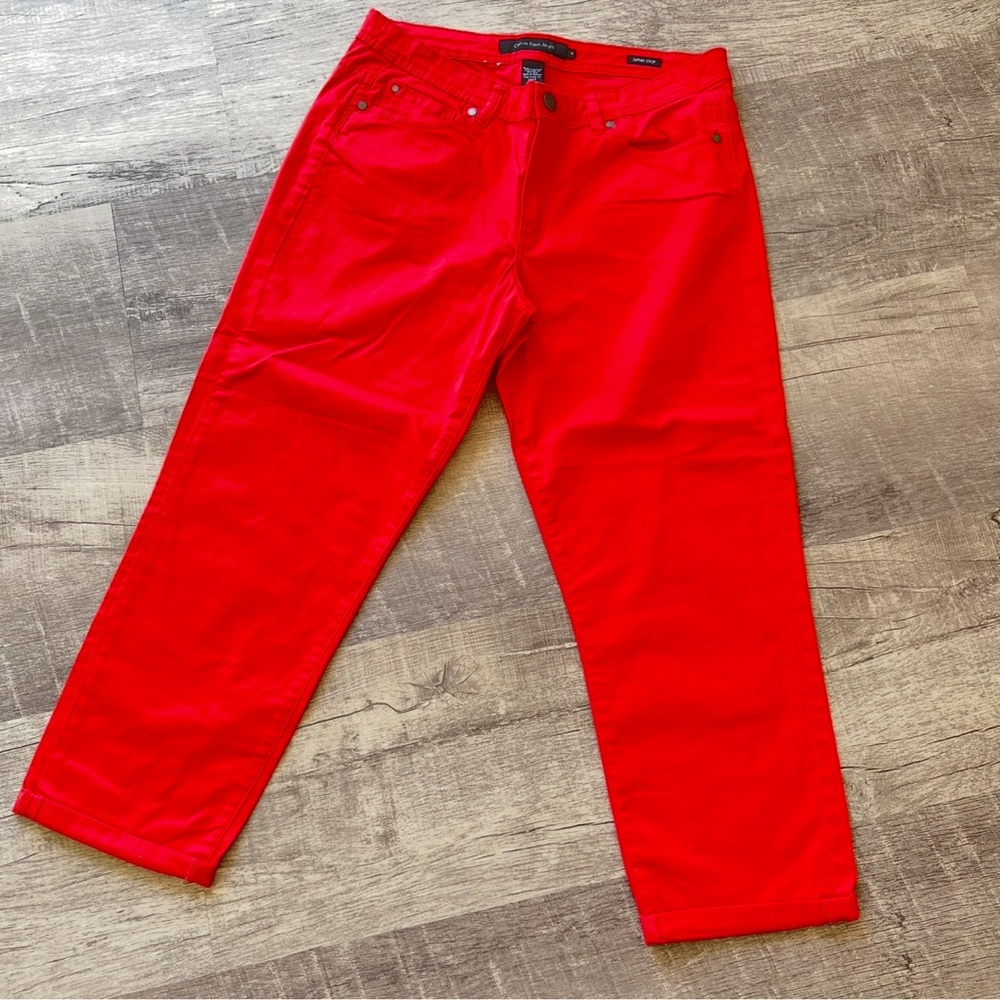 Calvin Klein Cropped Pants Size 14 Electric Coral Skinny Crop